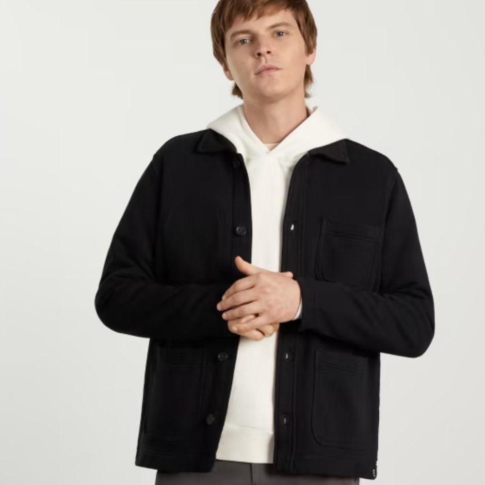 Everlane French Terry Chore Coat -- Black, Small